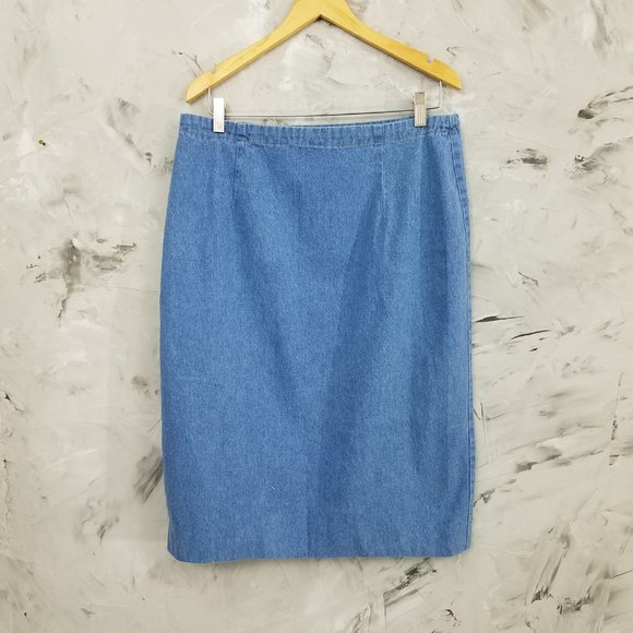 VIVALDI - Vintage 80's Light Denim Pencil Skirt - Picture 2 of 6